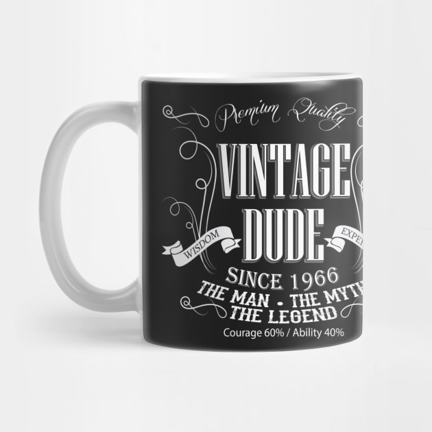 Vintage Dude 50 since 1966 – 50th birthday gift for men by AwesomePrintableArt